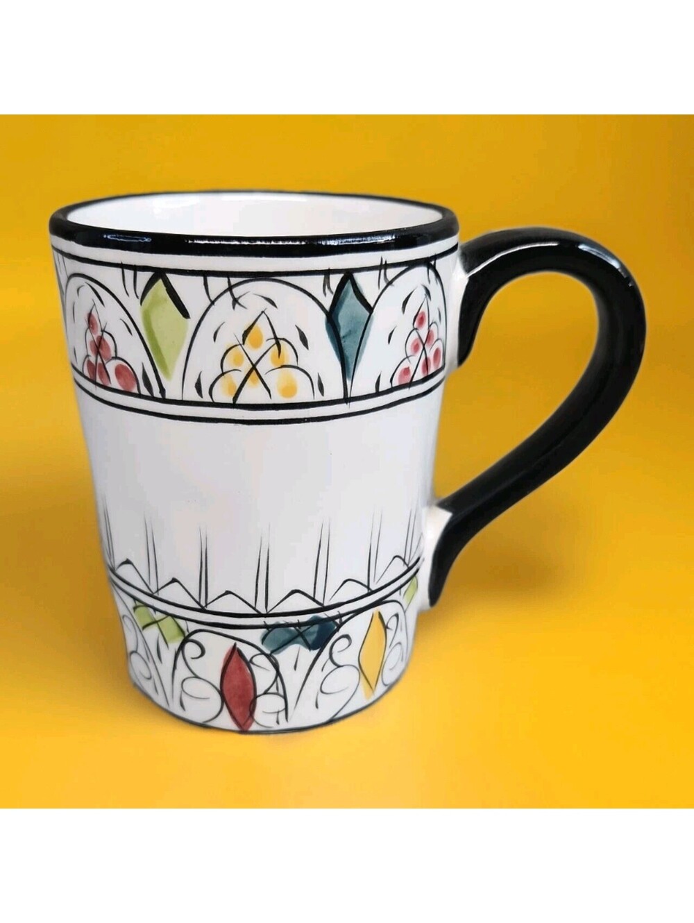 Tabletops Gallery Guadalajara Hand Painted & Hand Crafted Coffee Mug 4.25" Tall